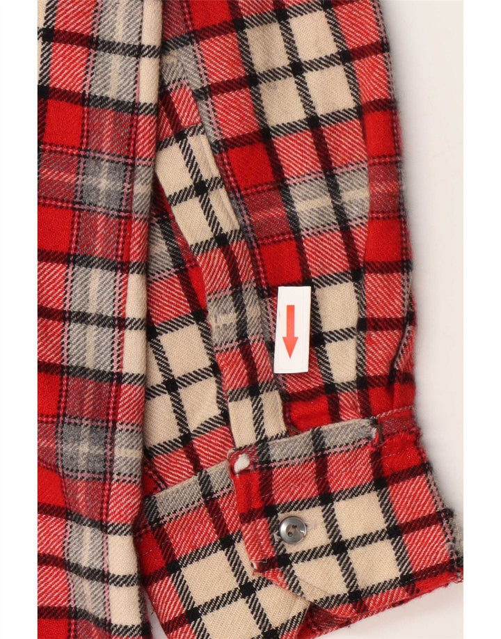 Cămașă Vintage pentru bărbați de flanel XL Lână roșie cu carouri