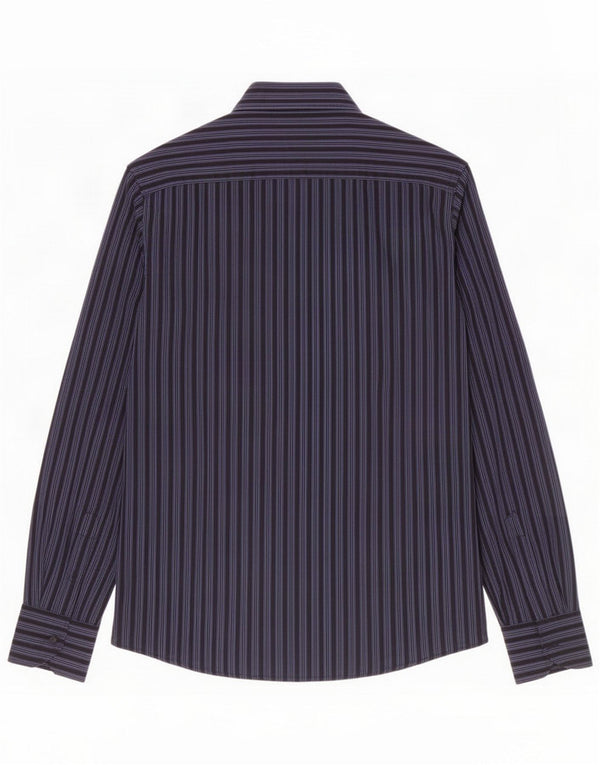 Valentino Mens Inter Fit Shirt Size 40 15 3/4 Medium Navy Blue Pinstripe