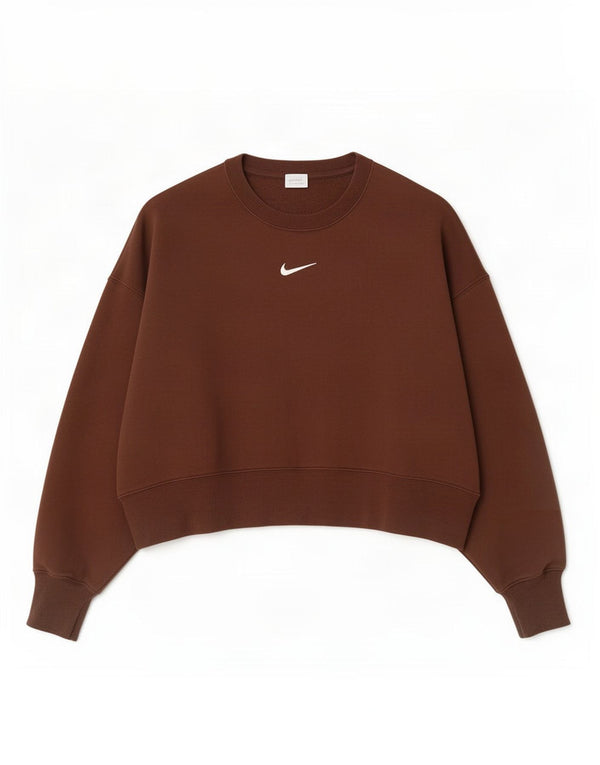 Pulover supradimensionat pentru femei Nike UK 10 Bumbac maro mic