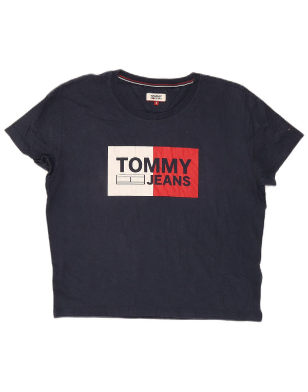 TOMMY HILFIGER Tricou grafic supradimensionat pentru femei Top UK 10 Small Bleumarin