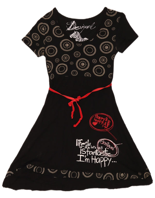 Rochie grafică A-Line Desigual pentru femei UK 12 Medium Black Geometric