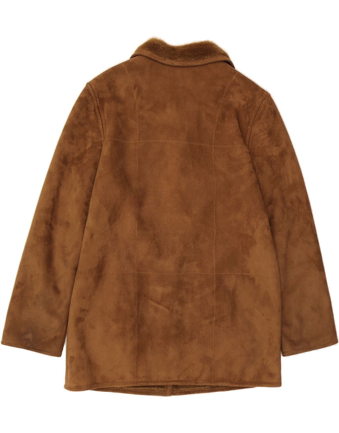VINTAGE Womens Sherpa Overcoat UK 14 Large Brown Polyester Vintage Vintage and Second-Hand Vintage from Messina Hembry 
