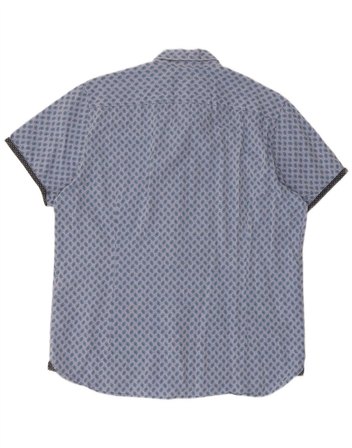 Cămașă cu mânecă scurtă pentru bărbați Ted Baker Mărimea 5 XL Bumbac cu pete albastre