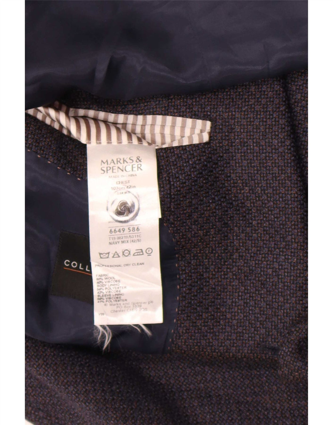 Jachetă pentru bărbați Marks & Spencer, cu 2 nasturi, Marea Britanie 42, mare, bleumarin, geometrică