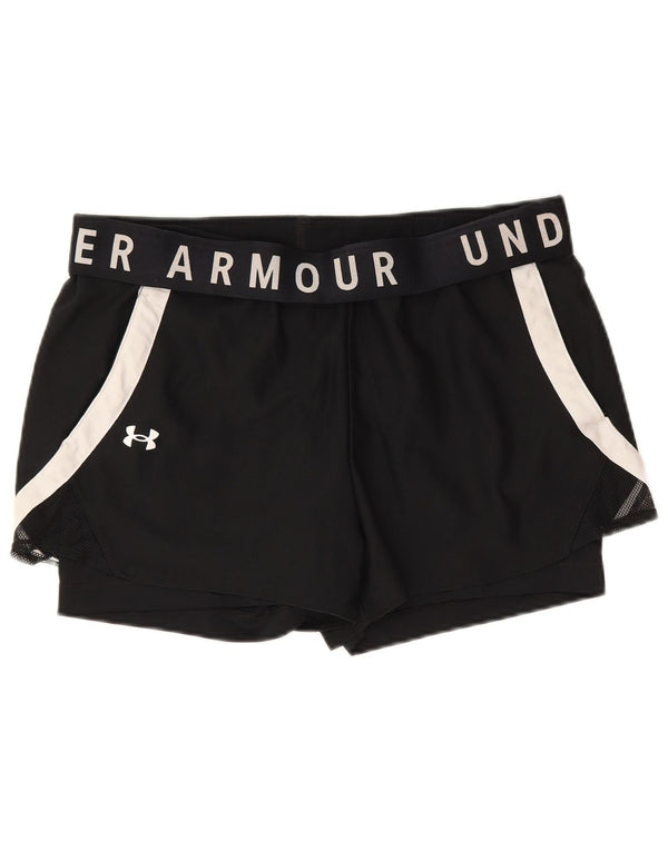 Pantaloni scurți sport grafic Under Armour pentru femei UK 18 XL, negru, color block