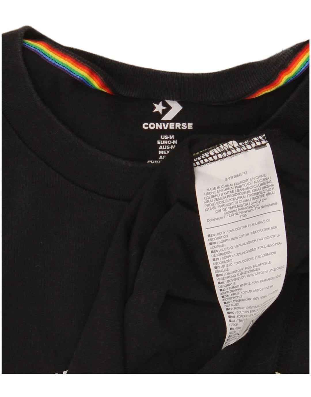 Tricou grafic Converse pentru bărbați Top mediu din bumbac negru