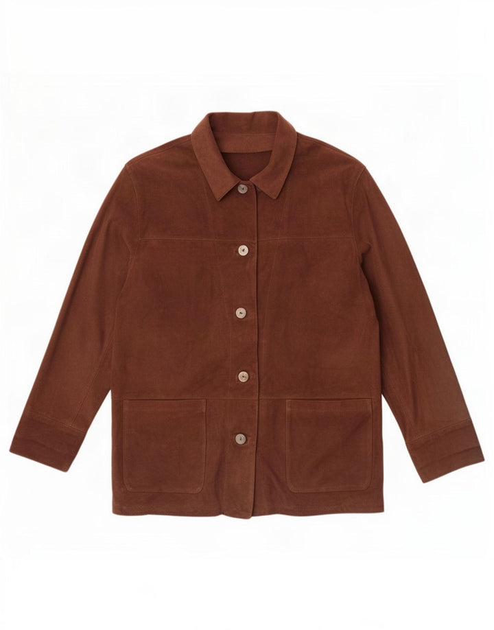 Jachetă vintage de piele intoarsa pentru femei IT 48 XL din piele maro