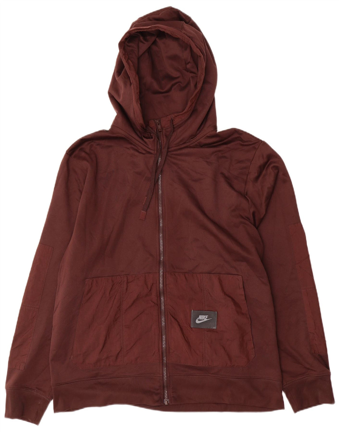 Pulover NIKE pentru bărbați Dri Fit, cu fermoar, din poliester maro mare