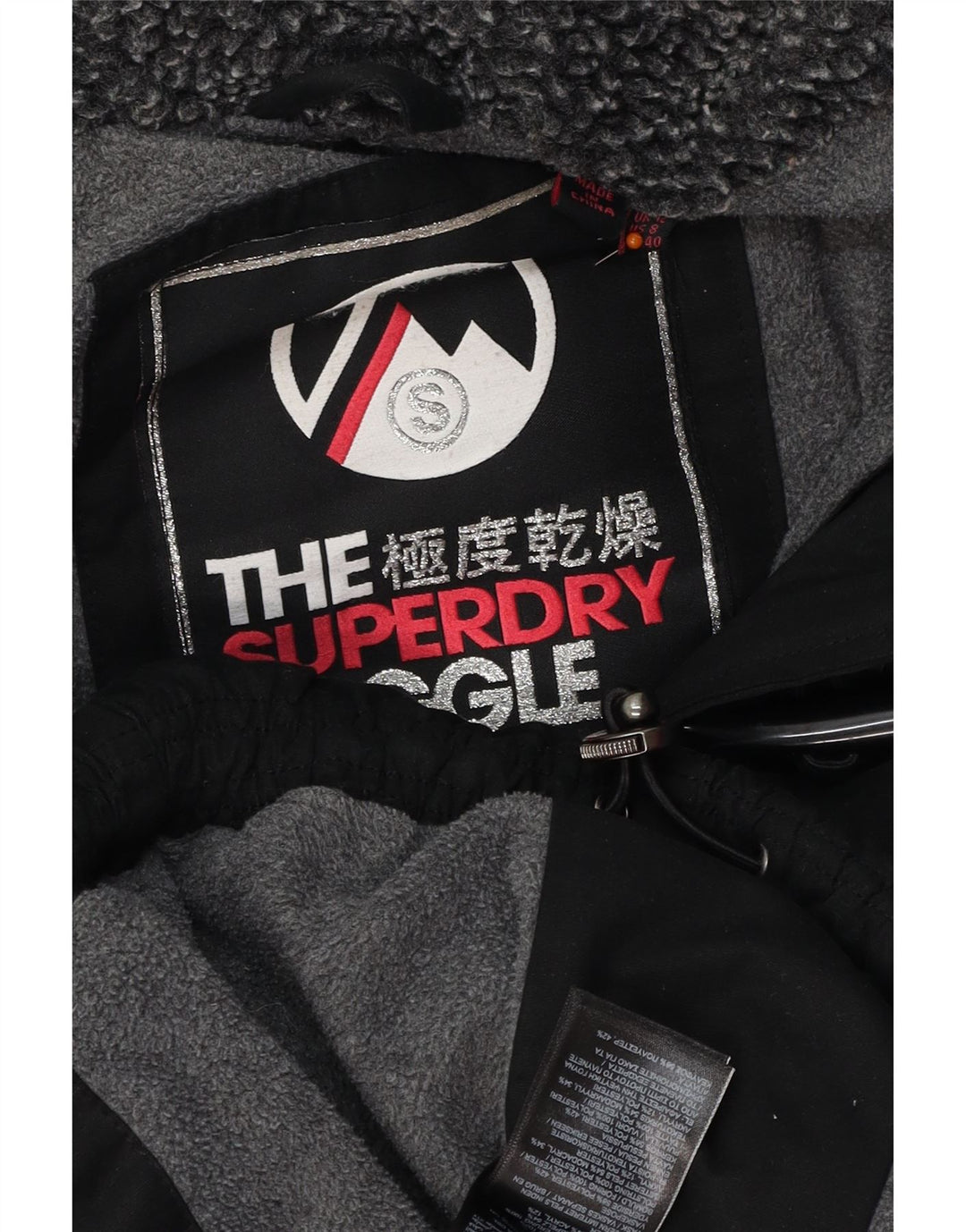 SUPERDRY Jachetă căptușită cu glugă pentru femei UK 12 Poliester mediu negru