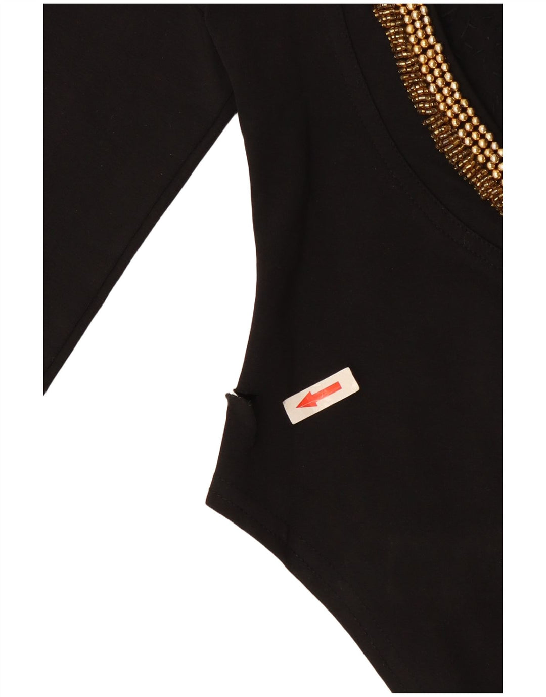 Body vintage pentru femei cu mânecă lungă UK 12 bumbac mediu negru