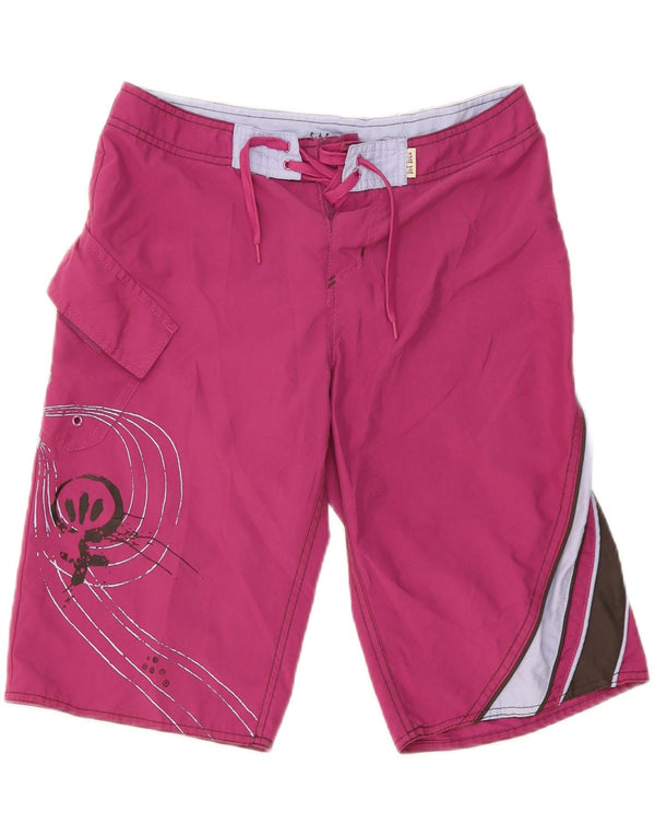 FAT FACE Pantaloni scurți de înot grafic pentru bărbați UK 10 Small W30 Pink Colorblock