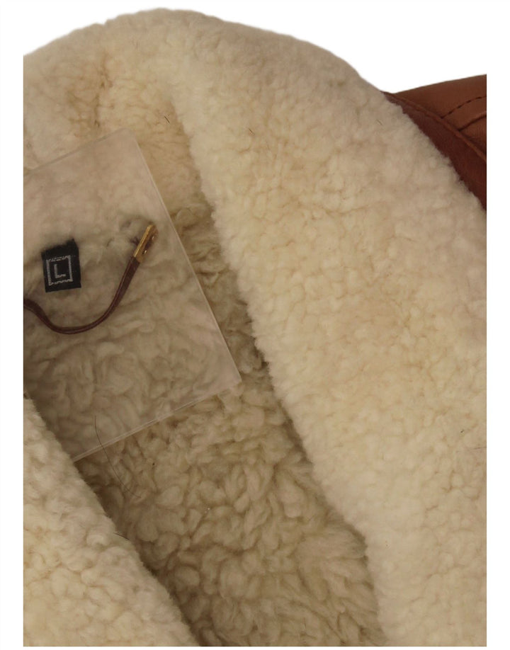 Jachetă vintage oversize din shearling pentru femei UK 16 mare maro