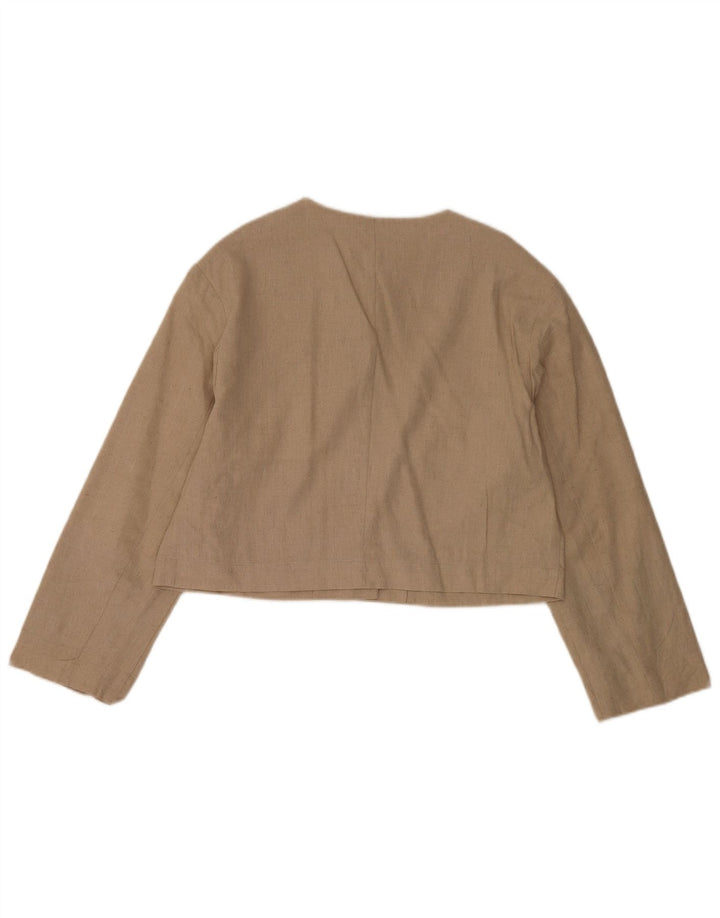 Jachetă Blazer pentru femei Crop cu 4 nasturi Zara UK 14 Poliester mediu bej