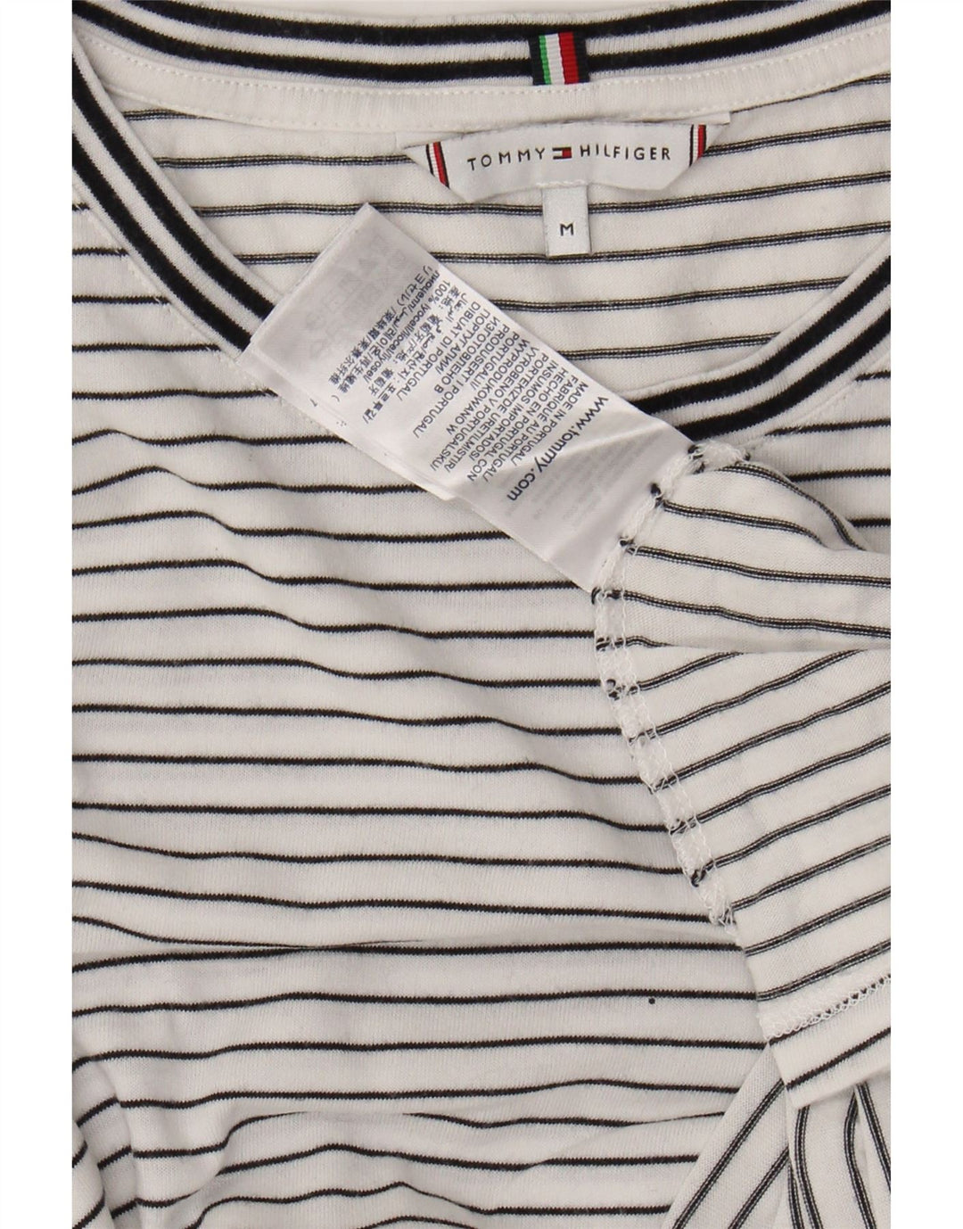 TOMMY HILFIGER Tricou pentru femei Top UK 14 Medium White Striped Lyocell