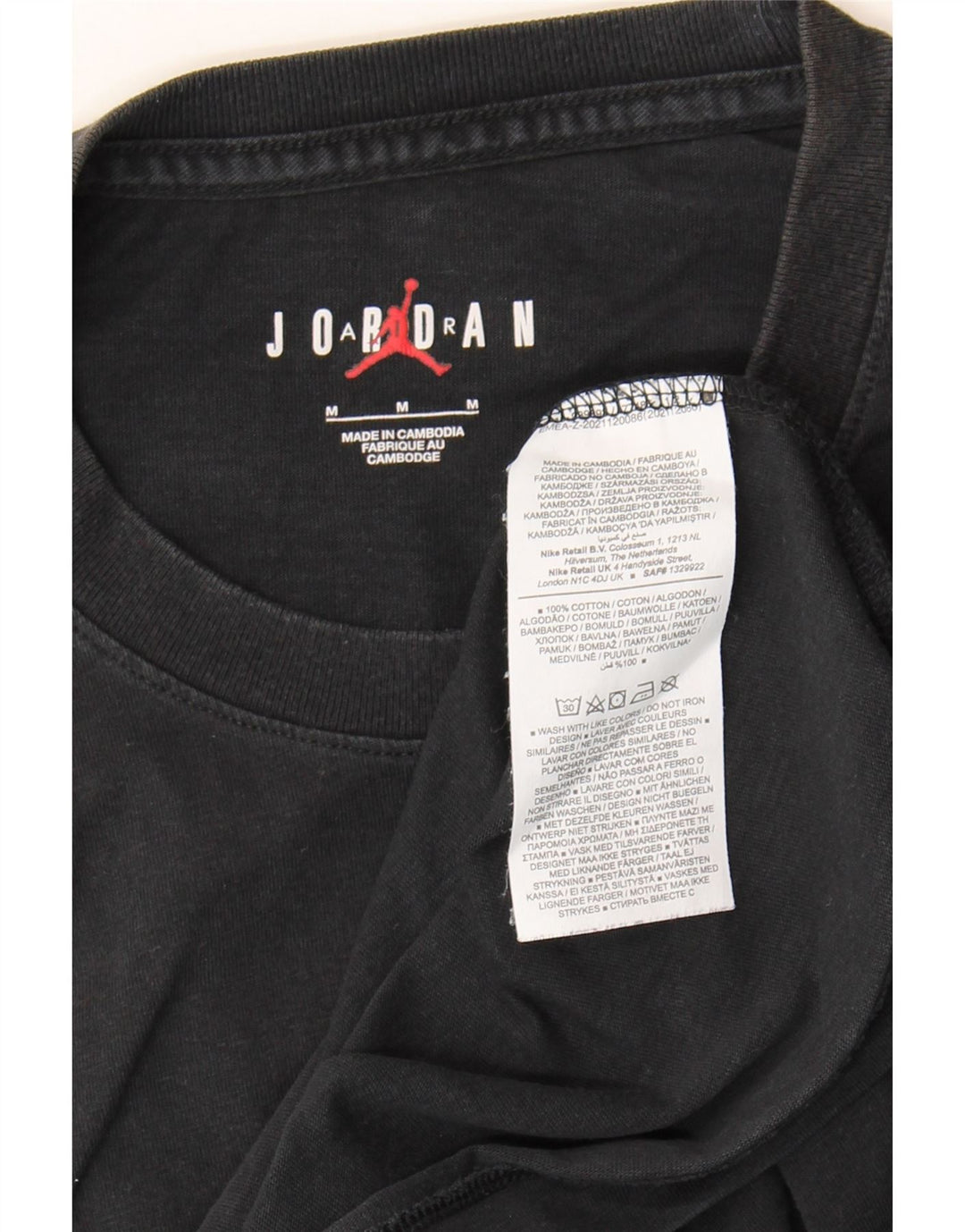 JORDAN Mens Graphic T-Shirt Top Medium Black Cotton Vintage Jordan and Second-Hand Jordan from Messina Hembry 
