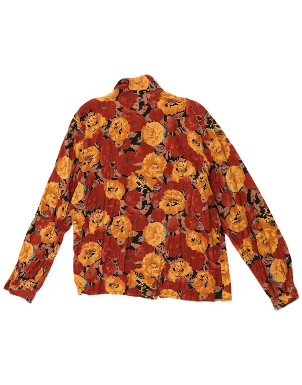 Bluză de cămașă vintage pentru femei UK 16, mare, roșie, florală
