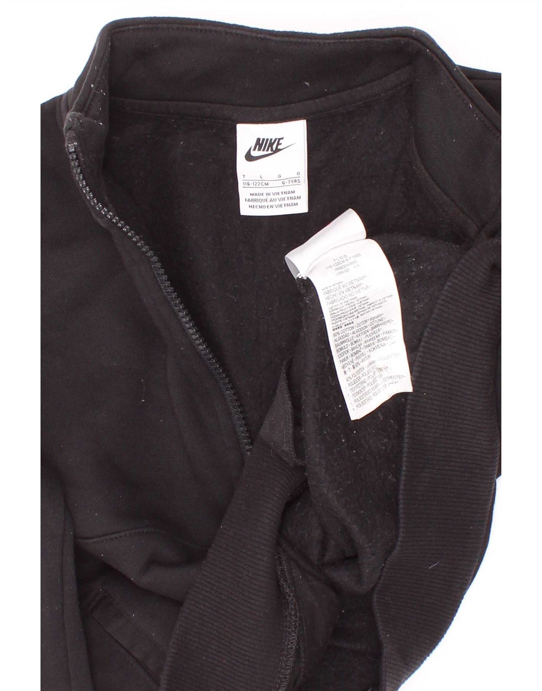 Pulover Nike pentru băieți, cu fermoar, cu gât, 6-7 ani, mare, negru, bumbac