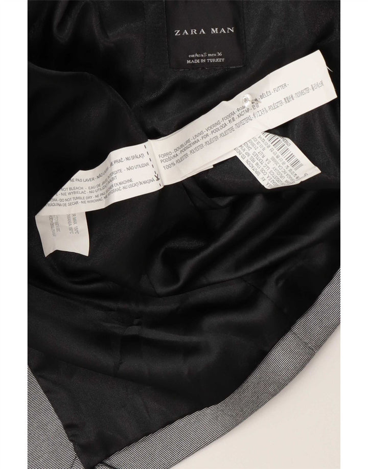 Jachetă blazer pentru bărbați Zara, cu 1 nasture, UK 36, poliester, gri mic
