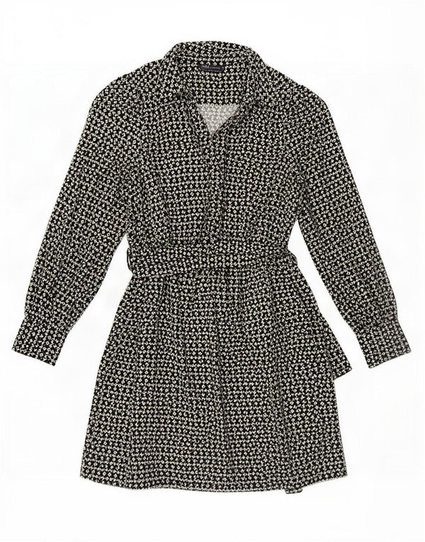 Rochie A-Line cu mânecă lungă pentru femei Marks & Spencer UK 10 Mic Negru Geometric
