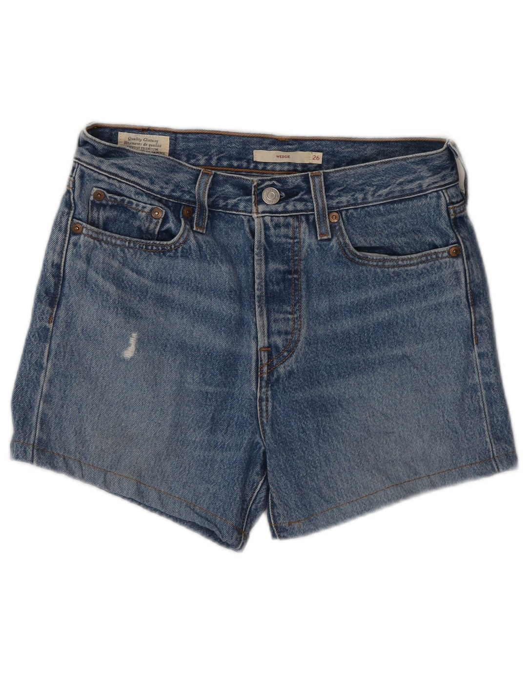 Pantaloni scurți Levi's din denim distressed W26 Small Blue Bumbac pentru femei