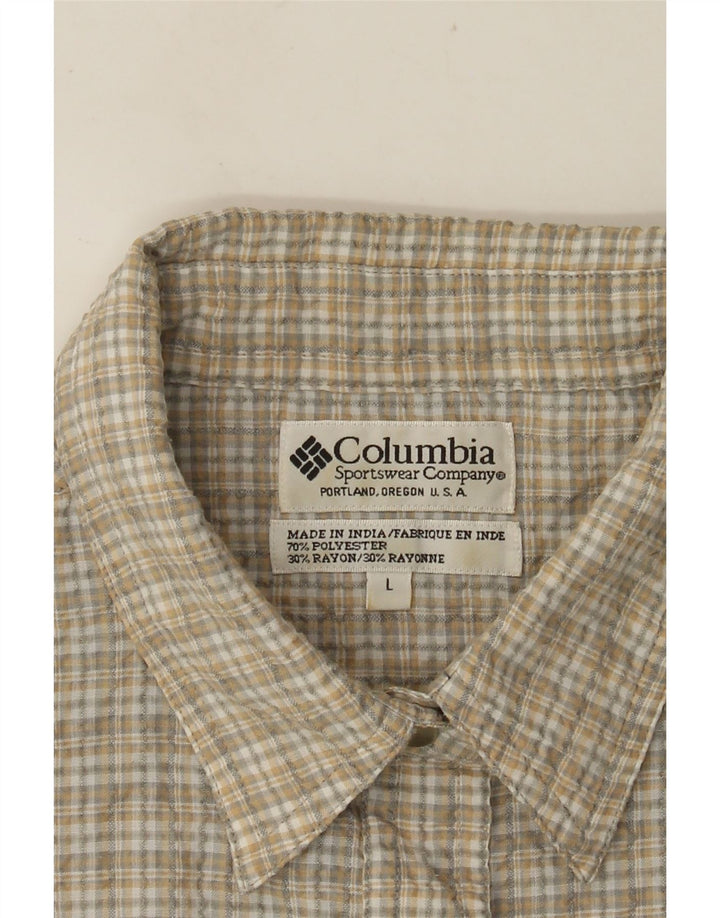 Cămașă cu mânecă scurtă pentru femei COLUMBIA UK 16 mare, bej, poliester cu carouri