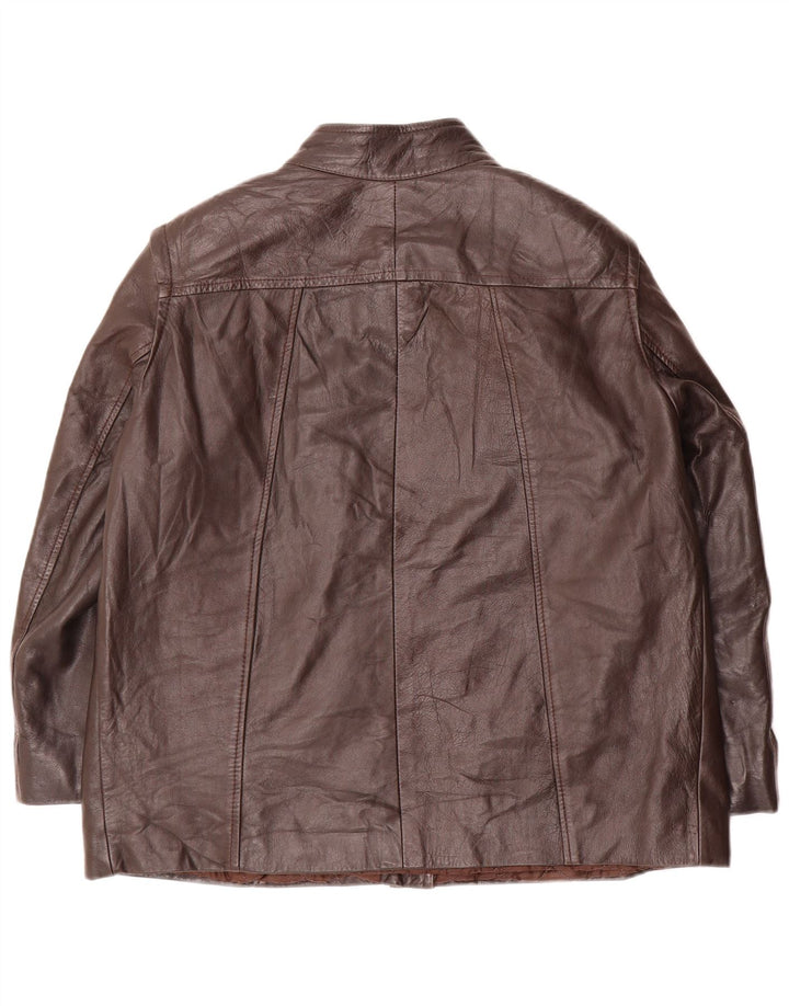 Jachetă de piele vintage pentru femei UK 18 XL din piele maro