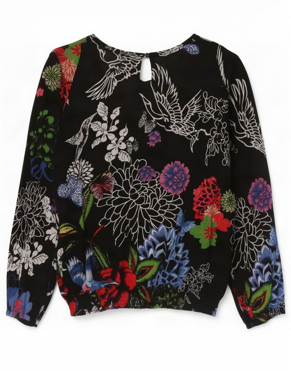 Bluză cu mânecă lungă supradimensionată pentru femei Desigual UK 18 XL Negru Floral