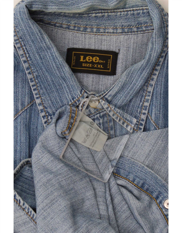Cămașă de blugi pentru bărbați Lee, bumbac albastru 2XL