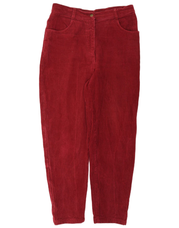 Pantaloni vintage din velur cu talie înaltă pentru femei EU 44 XL W34 L30 Burgundy