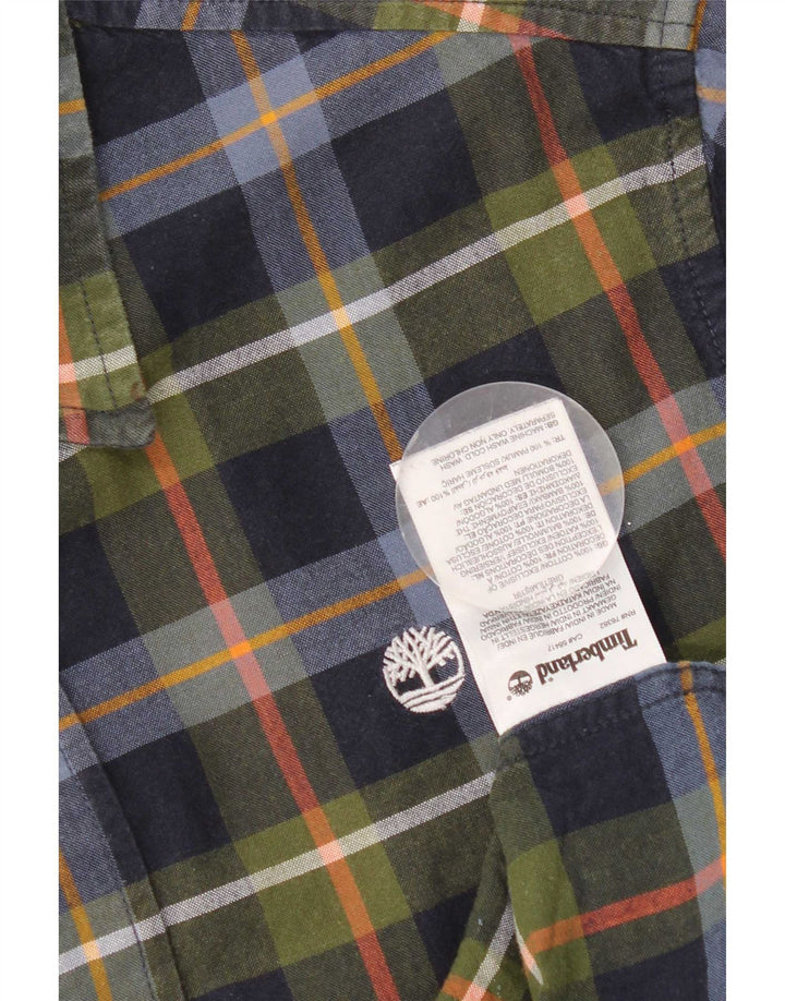 Cămașă cu mânecă scurtă pentru bărbați Timberland, din bumbac cu carouri, albastru bleumarin mediu