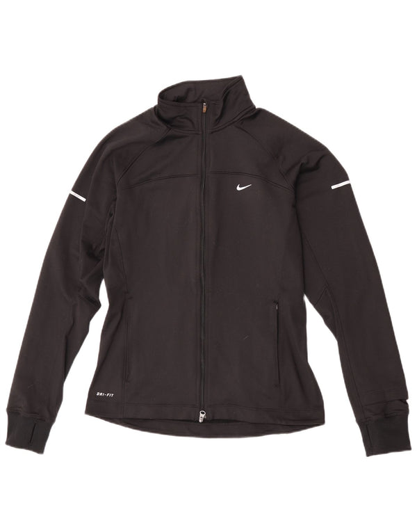 Jachetă de top pentru trening Nike Dri Fit pentru femei UK 10 Poliester negru mic