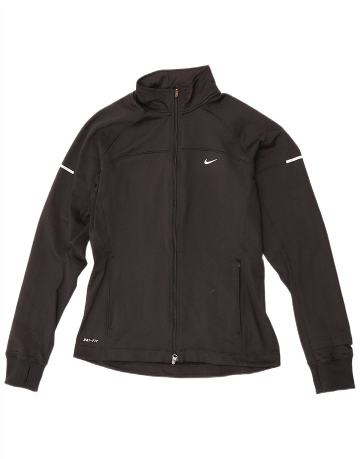 Jachetă de top pentru trening Nike Dri Fit pentru femei UK 10 Poliester negru mic