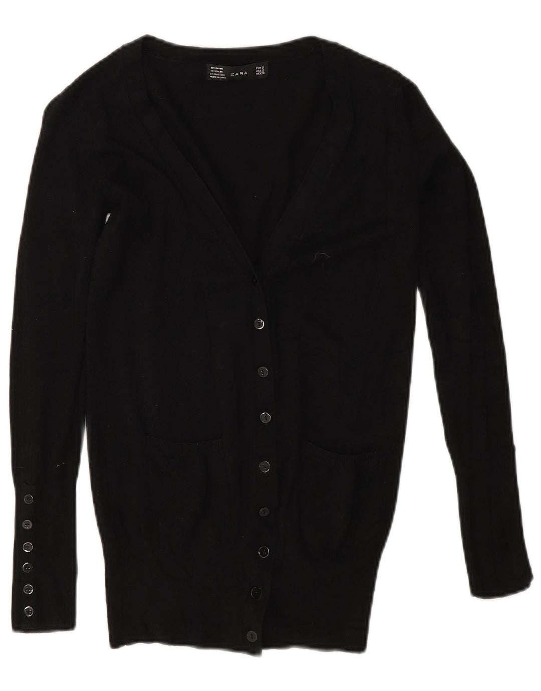 Pulover cardigan pentru femei Zara UK 10 mic, negru, raion