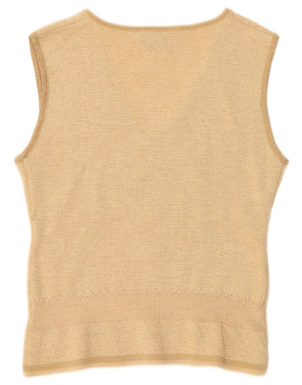Vestă Vintage Femei Tank Top IT 40/42 Mic Bej Lână