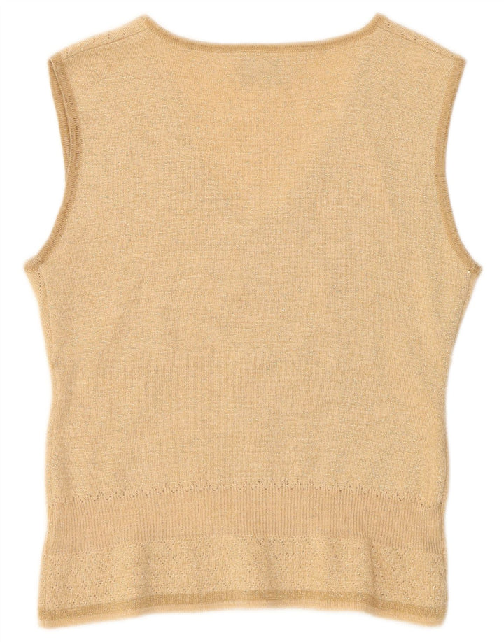 Vestă Vintage Femei Tank Top IT 40/42 Mic Bej Lână