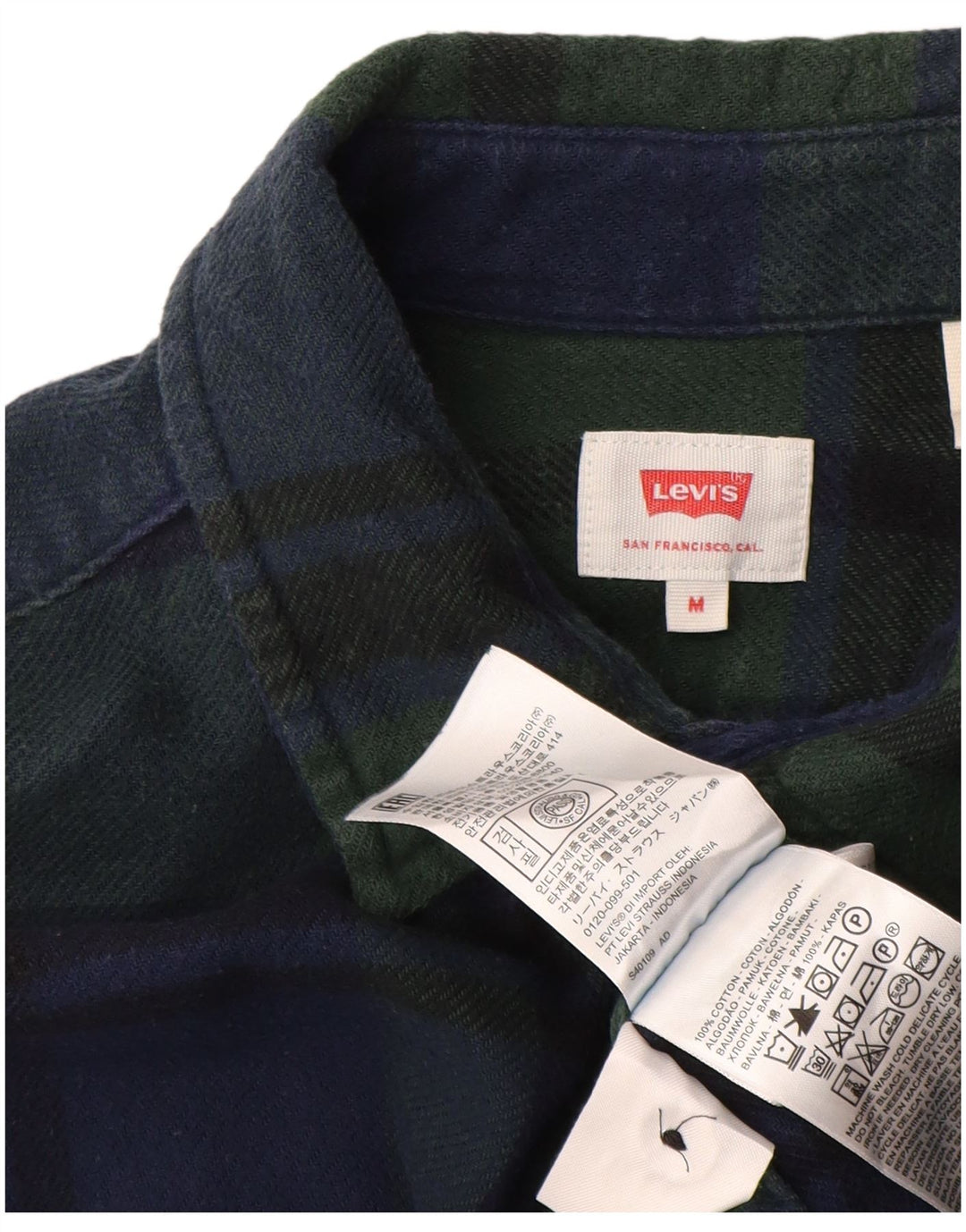 Cămașă de flanel pentru bărbați LEVI'S, bumbac cu carouri verde mediu