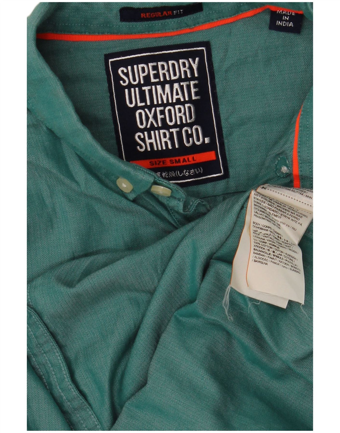 Cămașă pentru bărbați SUPERDRY, de culoare obișnuită, din bumbac verde mic