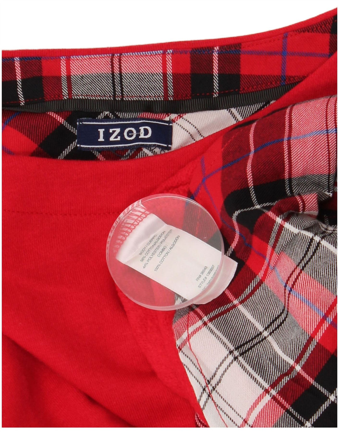 Izod Top pentru femei cu mânecă lungă UK 14 mare, roșu, carouri din bumbac
