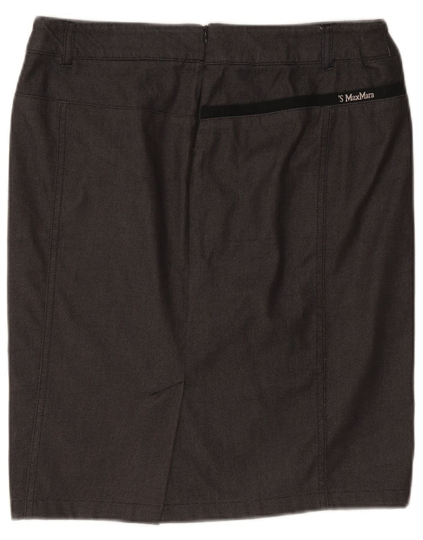 Max Mara Fusta creion pentru femei cu talie înaltă UK 14 mare W30 bumbac gri