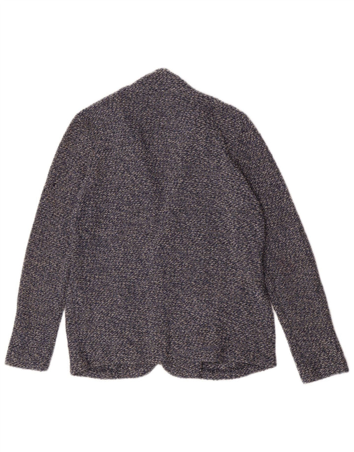 Blazer tricot cu 2 nasturi Zara băieți 13-14 ani, bumbac cu pete albastre