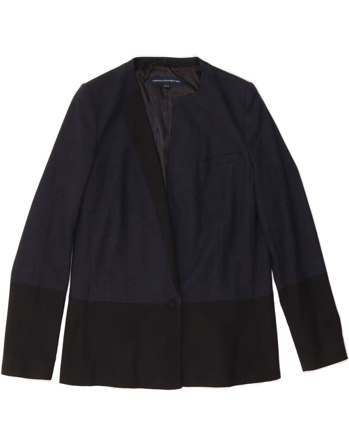 FRENCH CONNECTION Womens Blazer Jacket UK 10 Small Navy Blue Colourblock Vintage French Connection and Second-Hand French Connection from Messina Hembry 