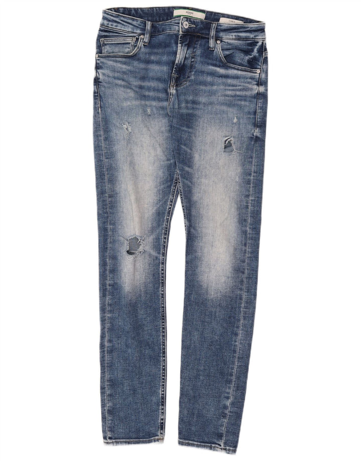 Blugi slim pentru femei Guess Chris Distressed W30 L32 bumbac albastru