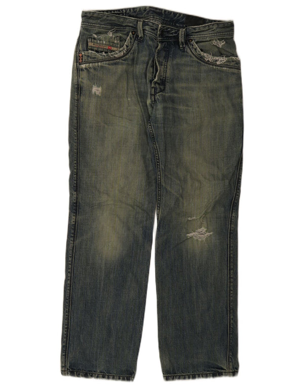 Blugi Distressed drepte pentru bărbați Diesel W32 L30 Bumbac albastru