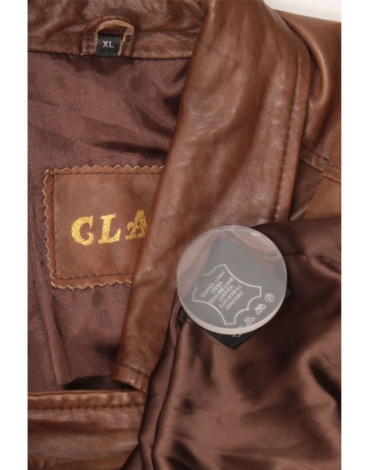 Jachetă de piele vintage pentru femei supradimensionată UK 18 XL din piele maro