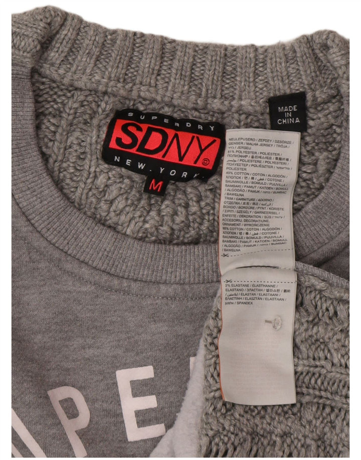 SUPERDRY Pulover cu grafic supradimensionat pentru femei UK 14 Gri mediu
