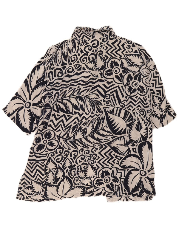 Bluză cămașă cu mânecă scurtă pentru femei Max Mara UK 16 mare, albastru marin, floral