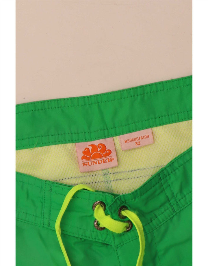 Pantaloni scurți de înot Sundek pentru bărbați, nailon colorblock verde mediu