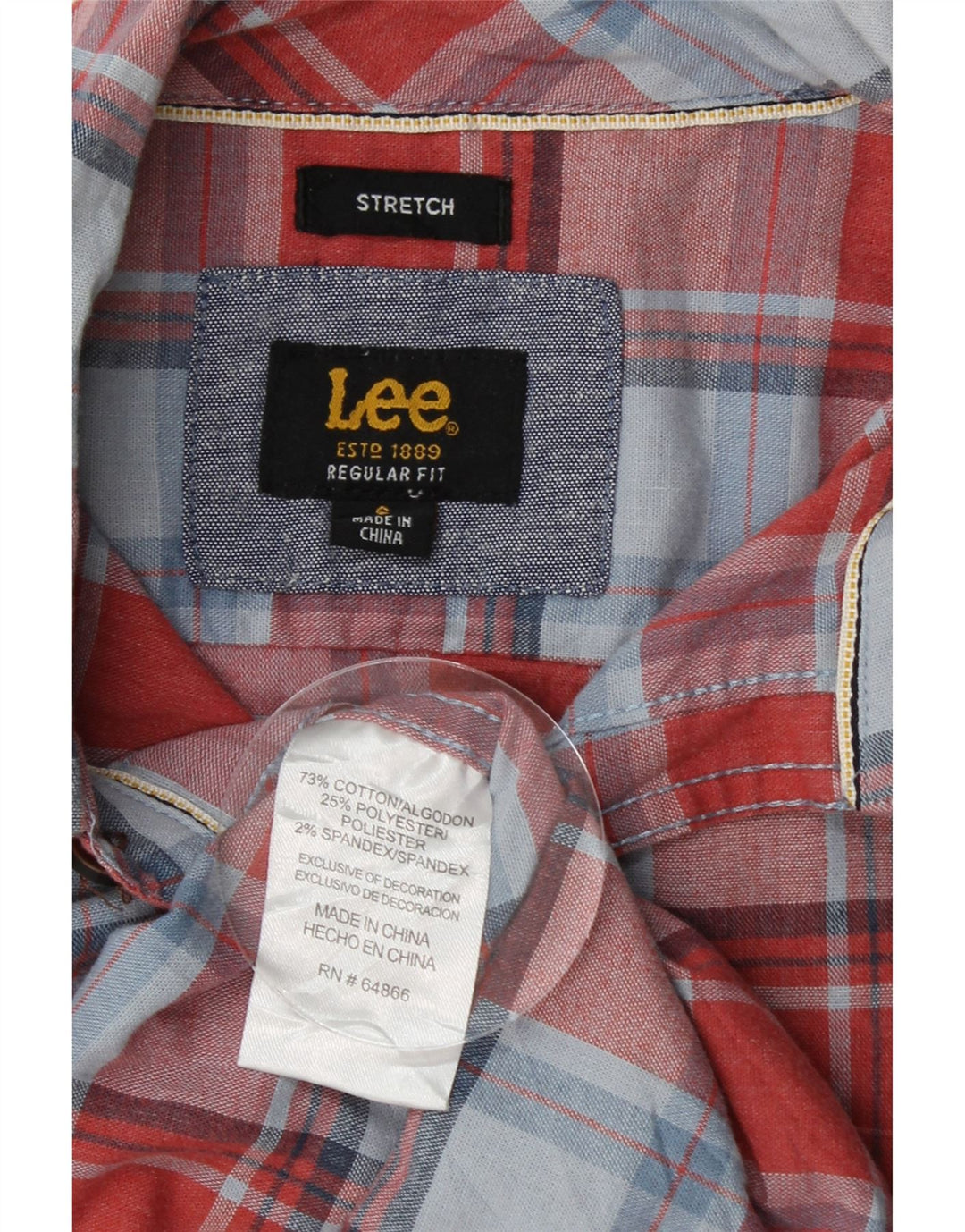 LEE Mens Regular Fit Shirt Small Red Check Cotton Vintage Lee and Second-Hand Lee from Messina Hembry 