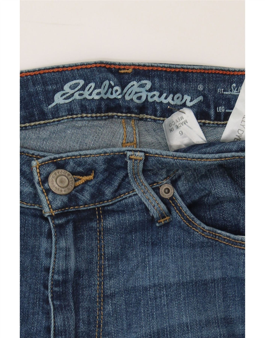 EDDIE BAUER Womens Slightly Curvy Slim Jeans US 6 Medium W28 L31 Blue Vintage Eddie Bauer and Second-Hand Eddie Bauer from Messina Hembry 