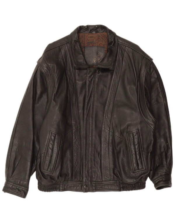 Jachetă de piele vintage pentru bărbați UK 44 2XL din piele neagră